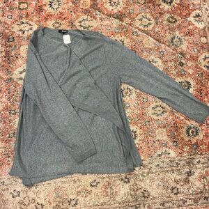 a.n.a Gray Open-Front Knit Cardigan Sweater